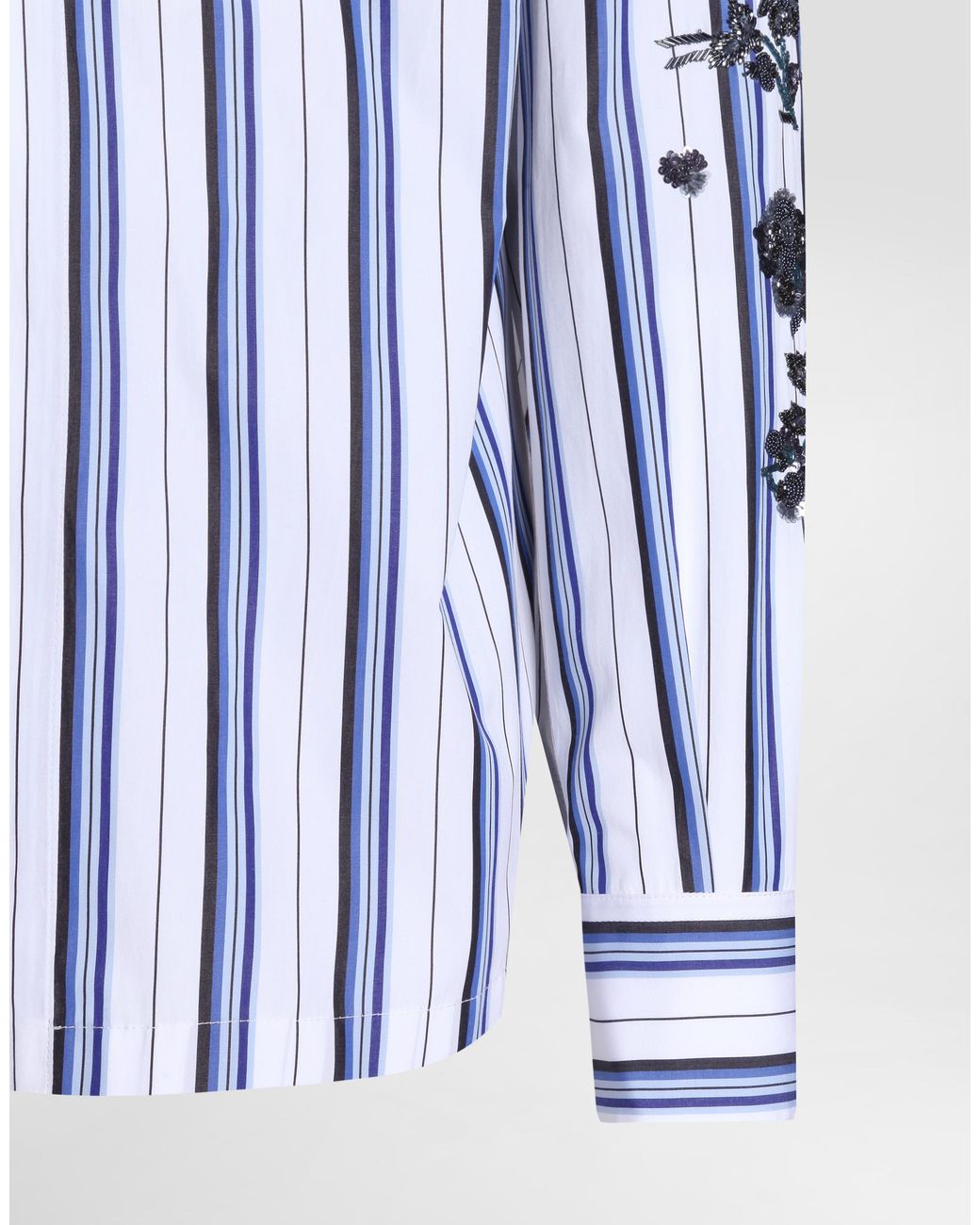 Dolce & Gabbana Blue Cotton And Silk Vanity Shirt With Embroidery for men