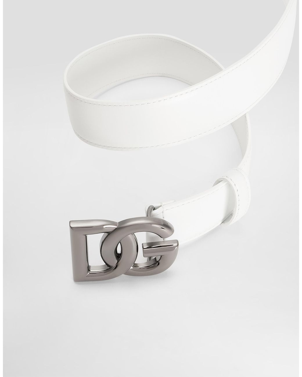 Dolce & Gabbana White Belt With Dg Logo Buckle for men