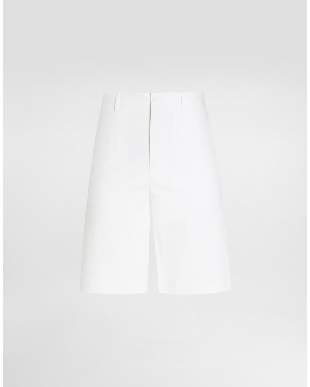 Dolce & Gabbana White Stretch Cotton Shorts With Branded Tag for men