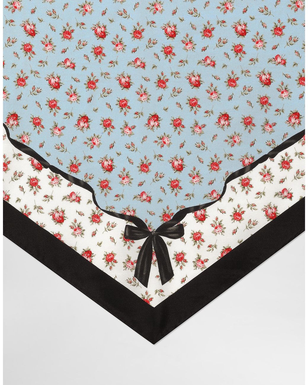Dolce & Gabbana Natural Small Rose-Print Silk Twill Triangle Scarf