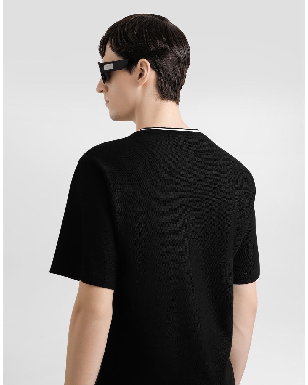Dolce & Gabbana Black Cotton Piqué T-Shirt for men