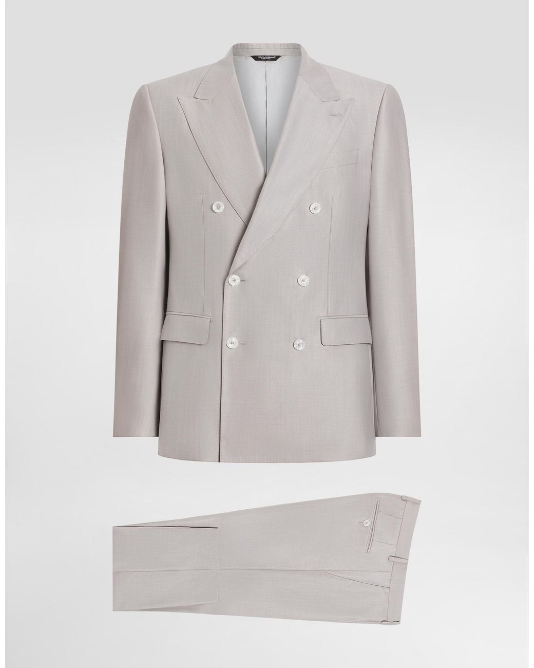 Dolce & Gabbana Gray Deconstructed Double-Breasted Wool And Silk Suit for men