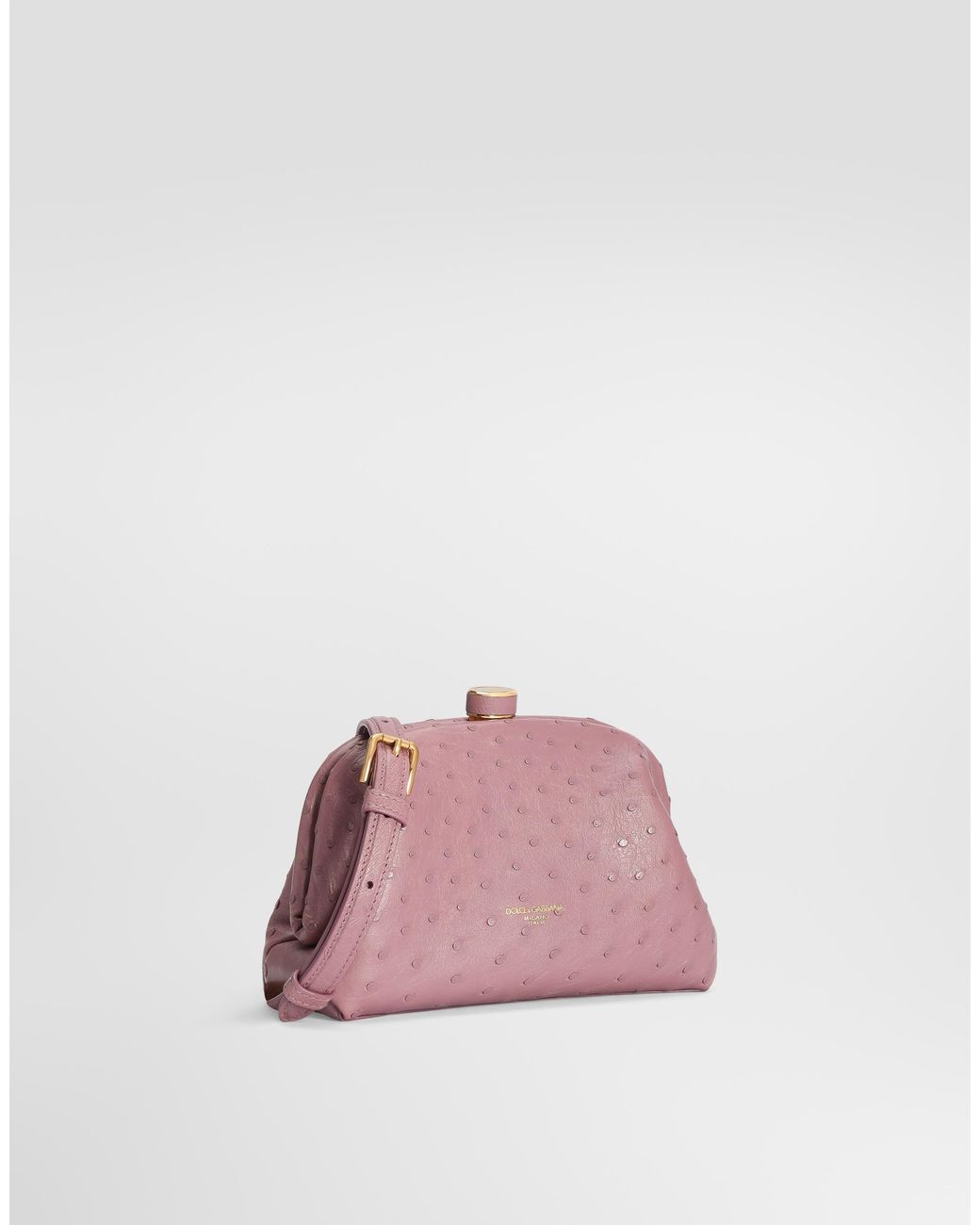 Dolce & Gabbana Pink Mini Grandma Ostrich Leather Handbag