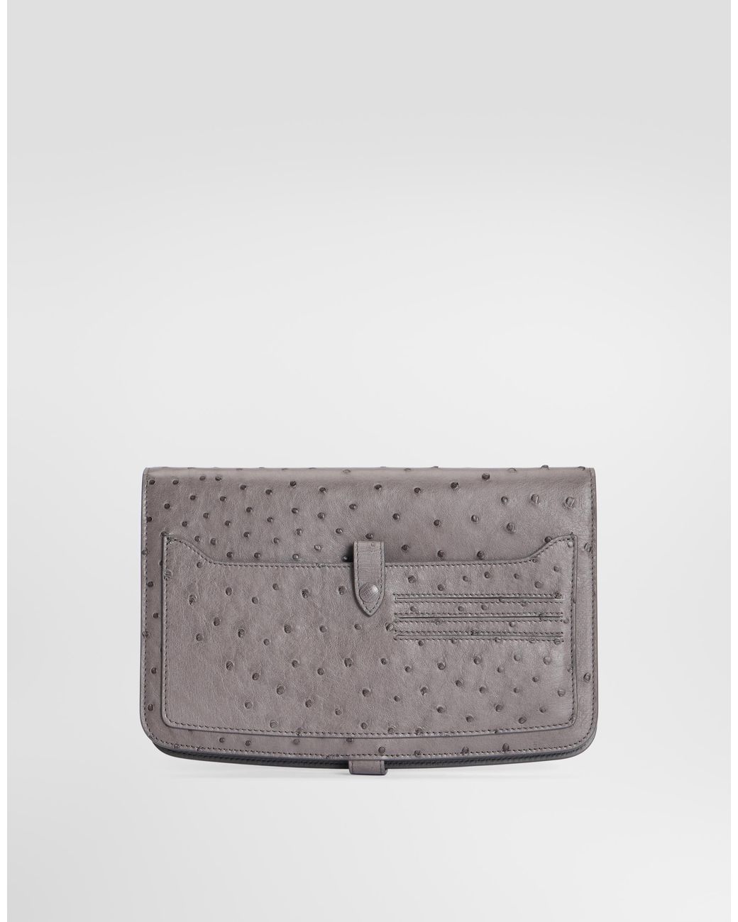 Dolce & Gabbana Gray Ostrich Leather Clutch for men
