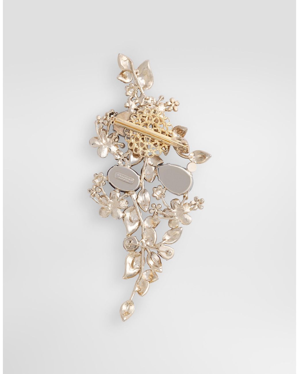 Dolce & Gabbana White Maxi Floral Brooch With Rhinestones for men