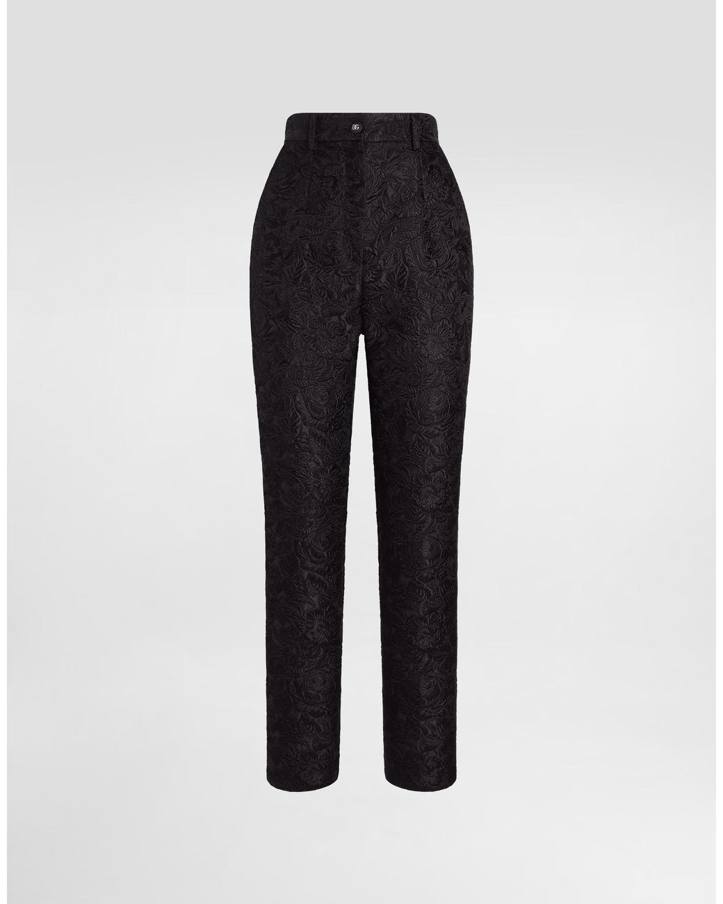 Dolce & Gabbana Blue Tailored Quilted Floral Jacquard Pants