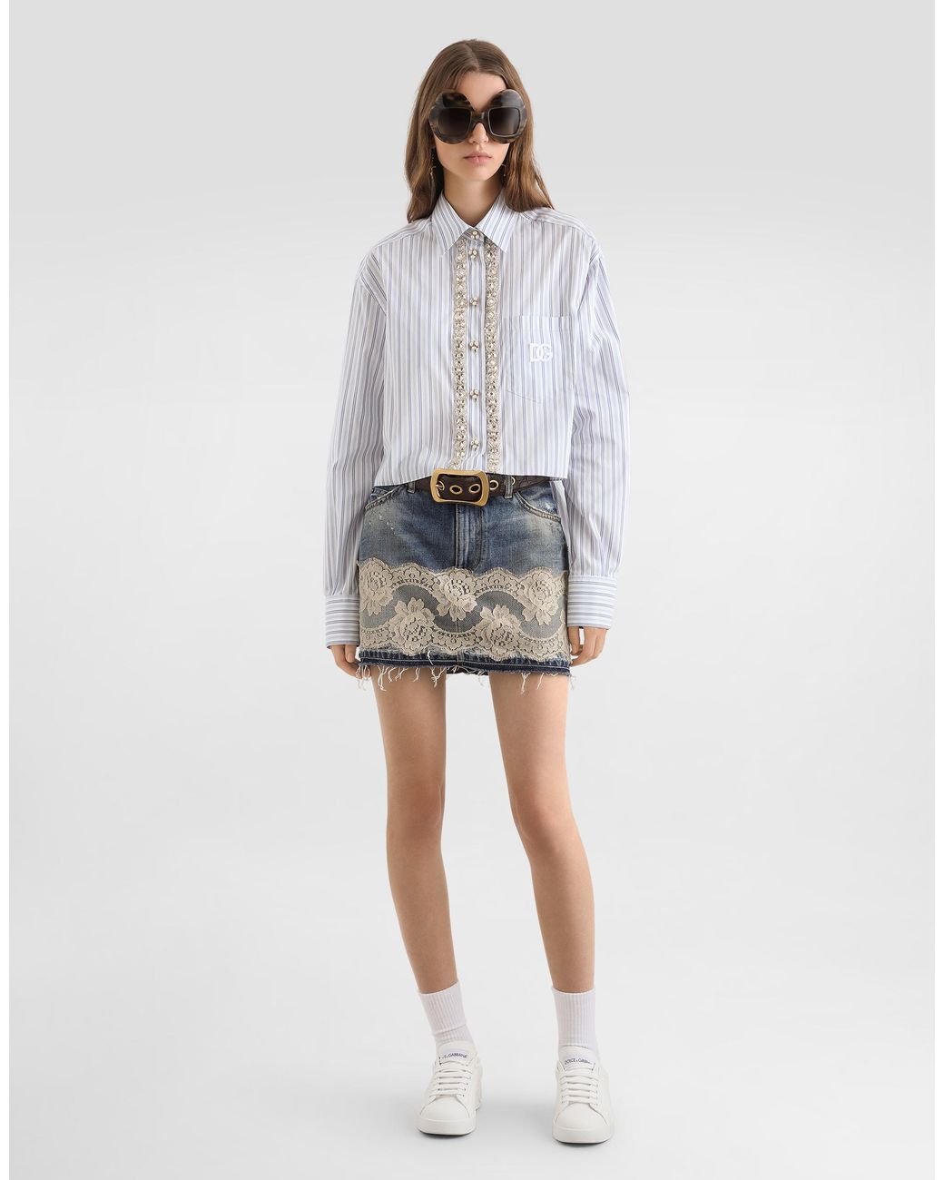Dolce & Gabbana White Striped Shirt