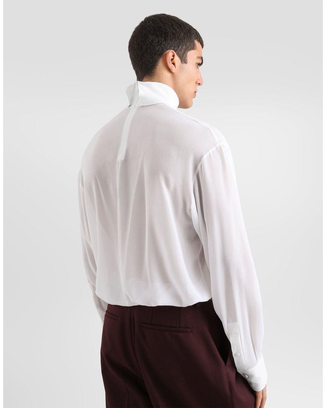 Dolce & Gabbana White Silk Georgette Shirt for men