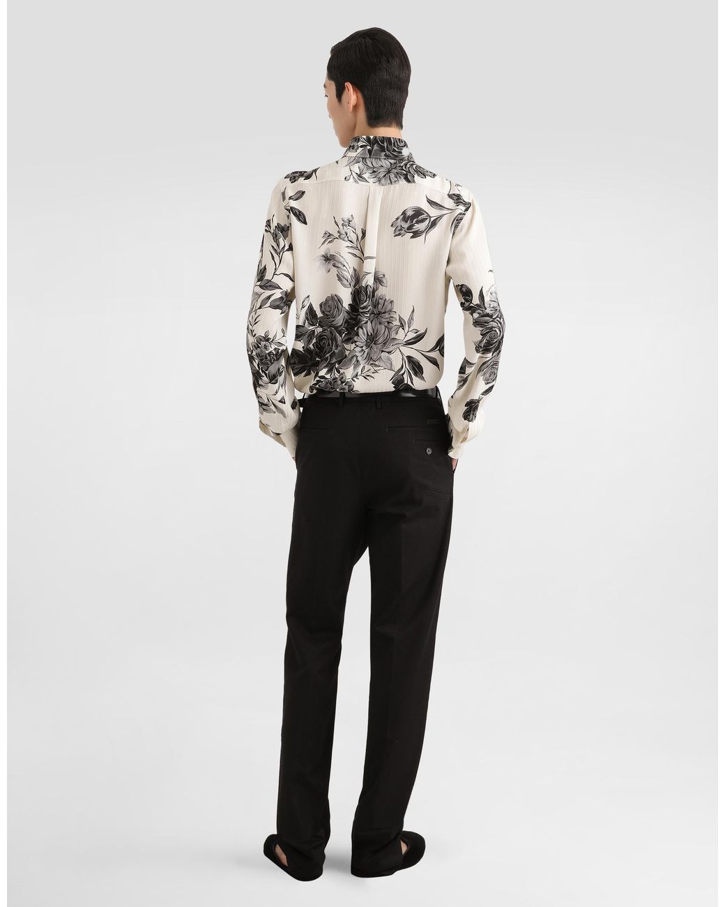 Dolce & Gabbana Natural Flower Bouquet-Print Jacquard Shirt for men