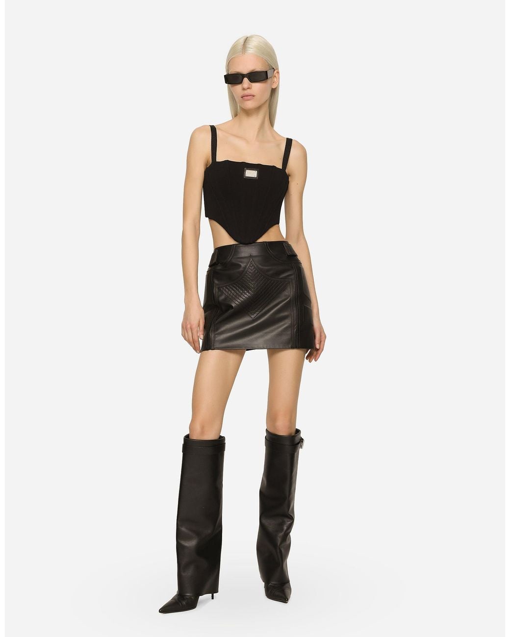 Dolce & Gabbana Black Nappa Leather Miniskirt