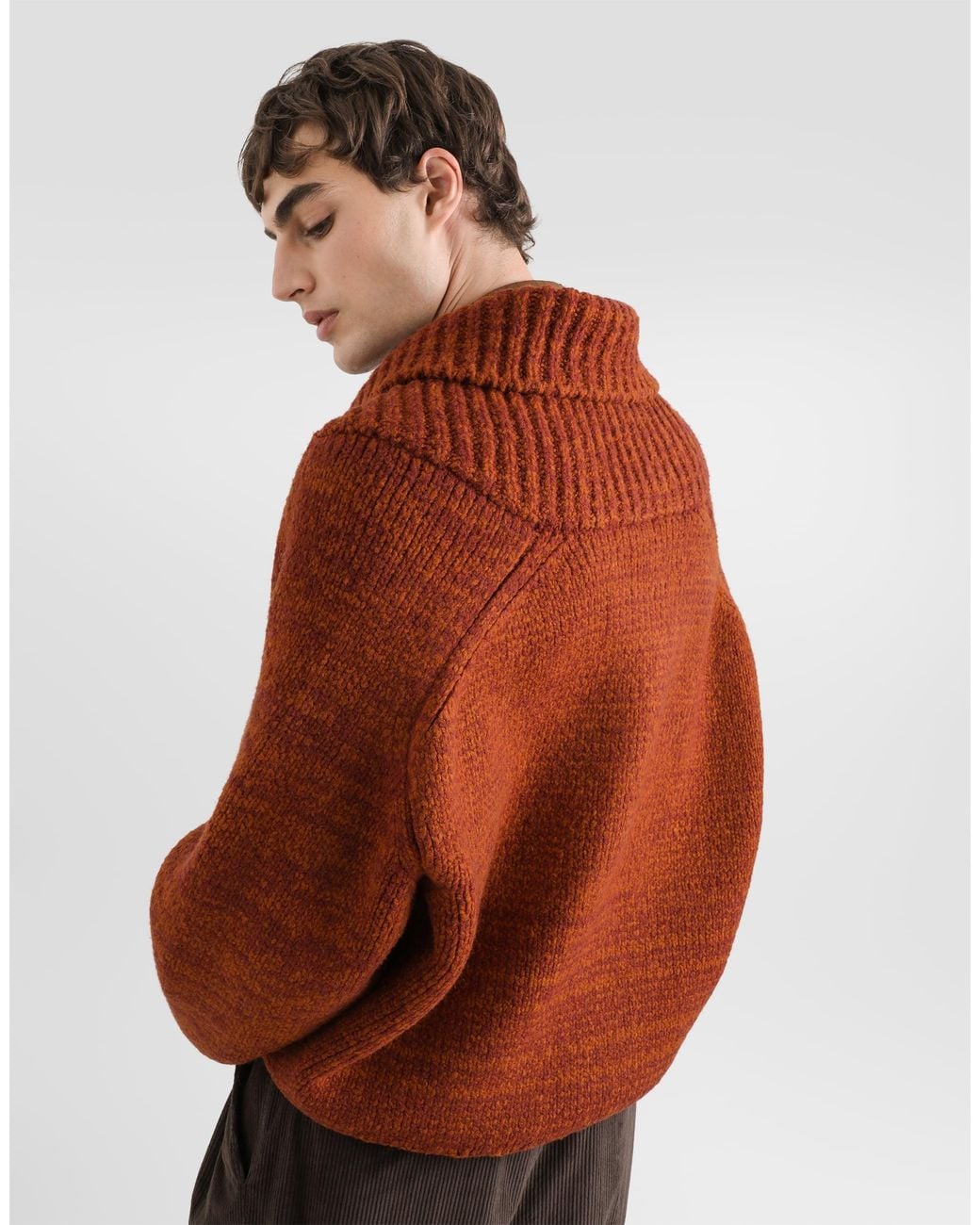 Dolce & Gabbana Brown Wool Mouliné Sweater for men