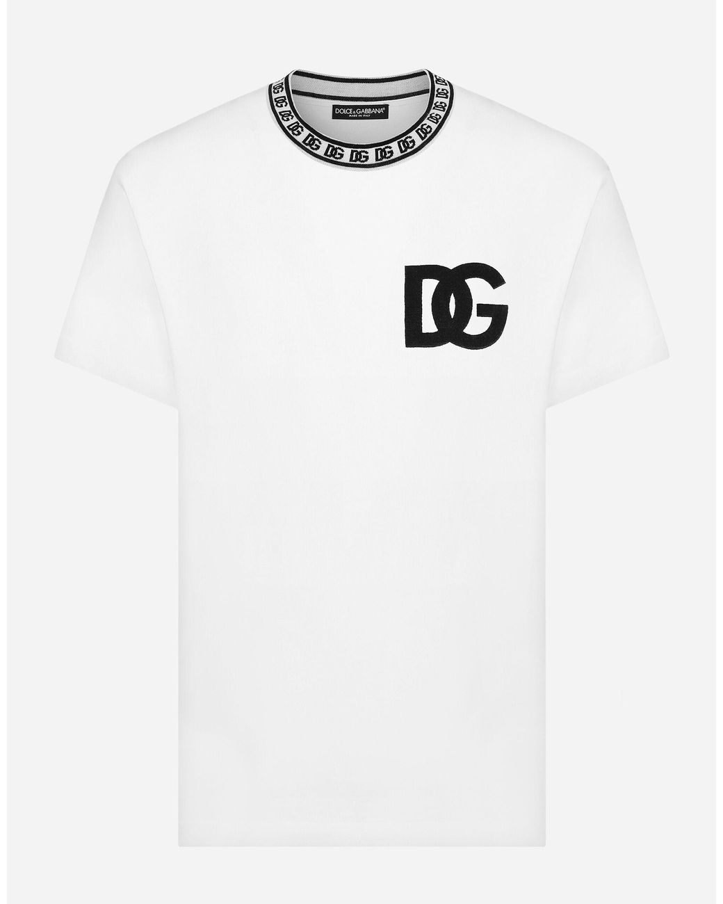 Camiseta de cuello redondo en algodón con bordado DG Dolce & Gabbana de  hombre de color Blanco | Lyst