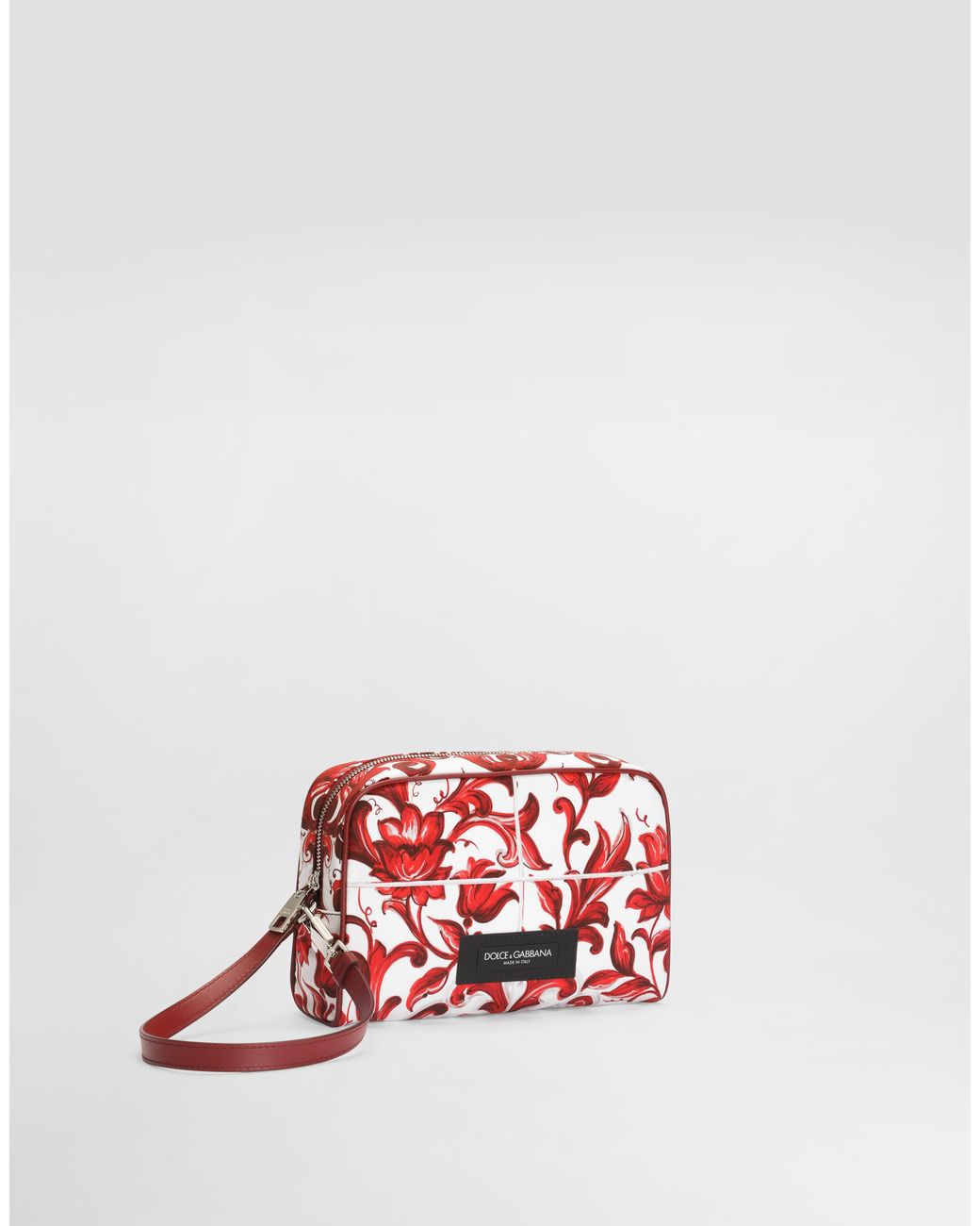 Dolce & Gabbana Red Majolica-Print Essenza Poplin Handbag for men
