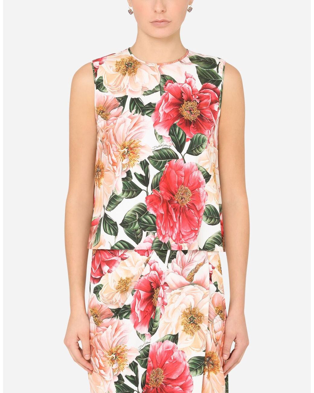 dolce and gabbana camellia print tulle