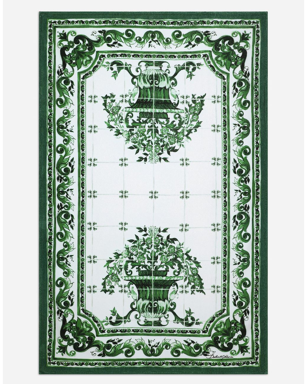 Dolce & Gabbana Green Majolica- Cotton Beach Towel (115X185) for men