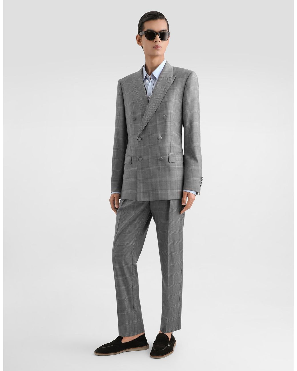 Dolce & Gabbana Gray Double-Breasted New Martini Glen Plaid Jacket for men