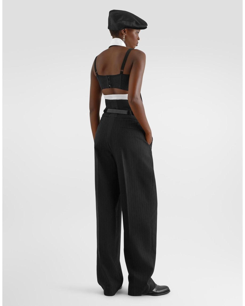 Dolce & Gabbana Black Pinstripe Wool Jacquard Trousers