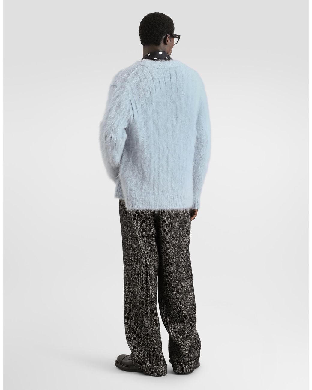 Dolce & Gabbana Blue Mohair Cardigan for men