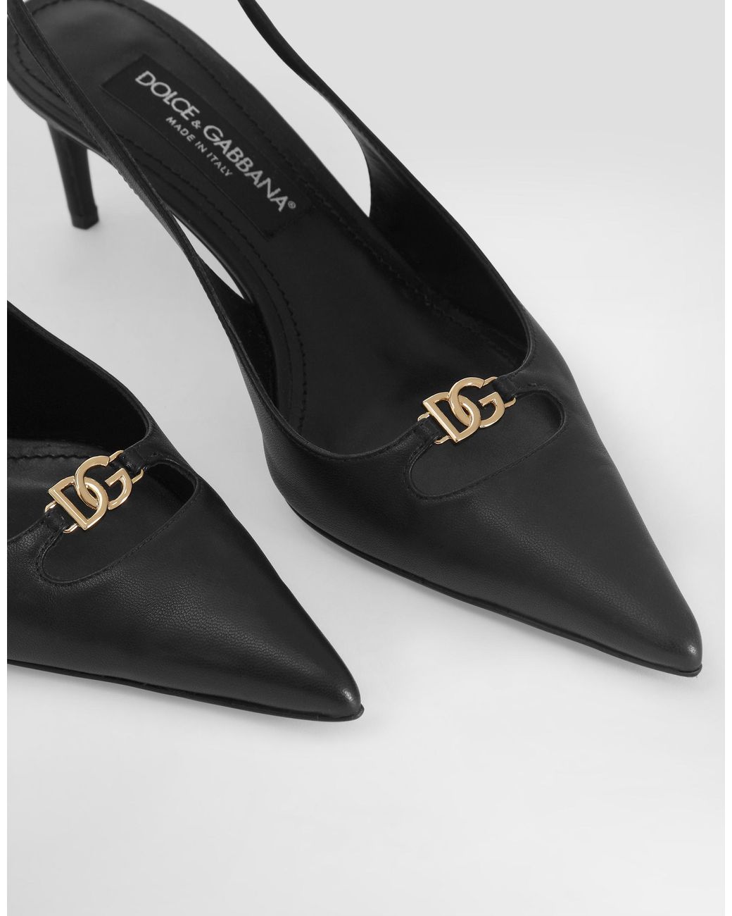 Dolce & Gabbana White Lollo Silk Nappa Leather Slingback