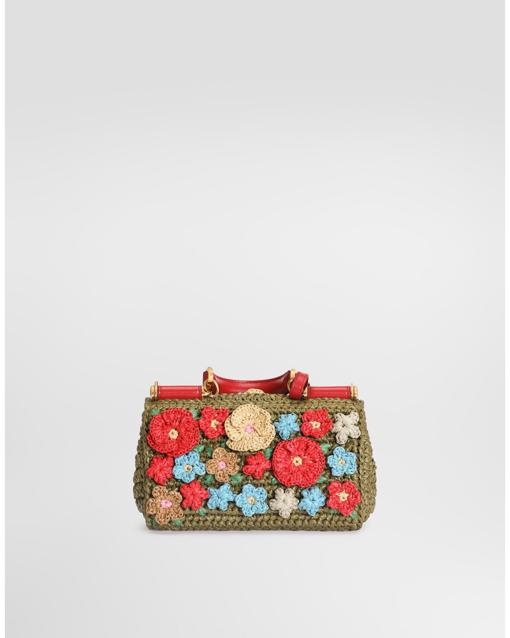 Dolce & Gabbana Red My Sicily Raffia Crochet Handbag