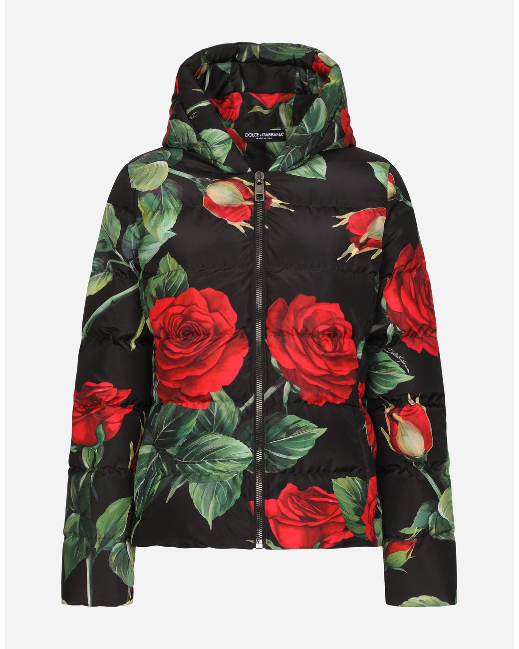 Doudoune en nylon à imprimé roses rouges Dolce & Gabbana en coloris Rouge |  Lyst