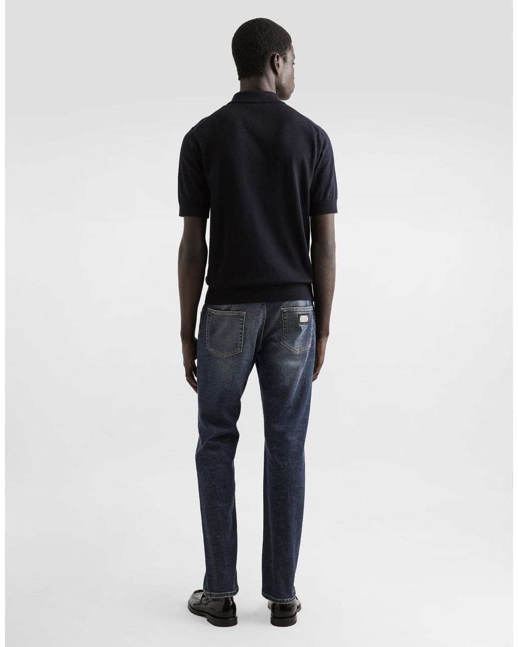 Dolce & Gabbana Black Cotton Polo-Shirt With Heraldic Patch for men