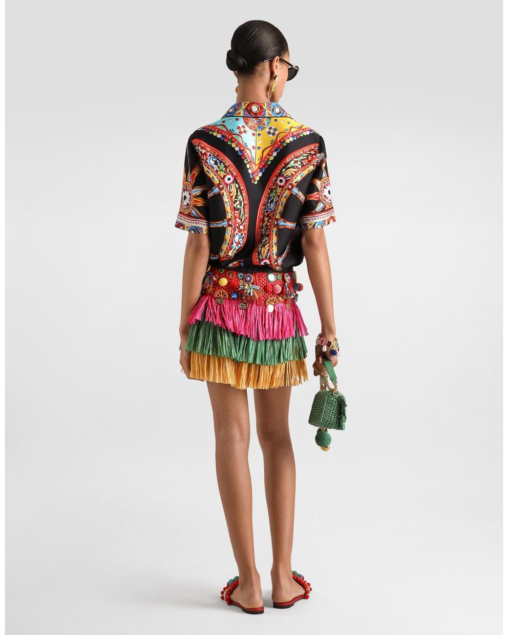 Dolce & Gabbana White Carretto-Print Silk Twill Vanity Shirt