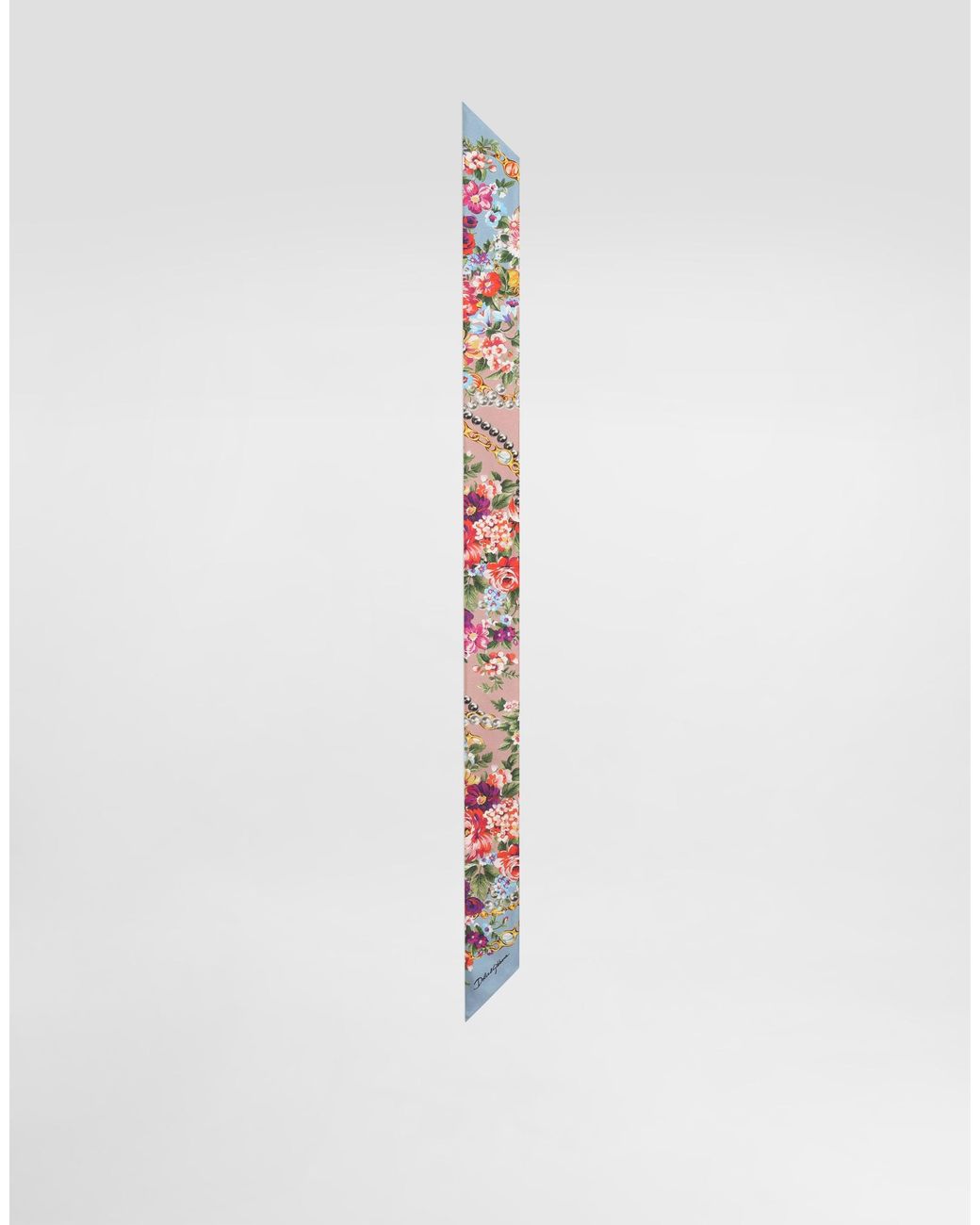 Dolce & Gabbana White Small Flower Bouquets-Print Silk Twill Bandeau 6X100