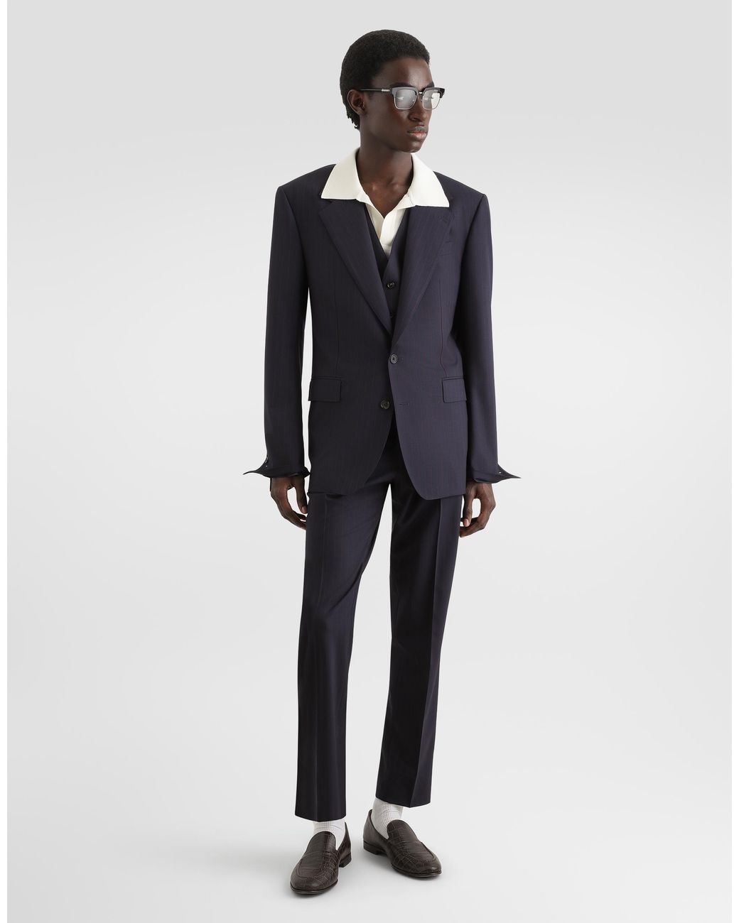 Dolce & Gabbana Blue Single-Breasted Sicilia Light Pinstripe Wool Suit for men