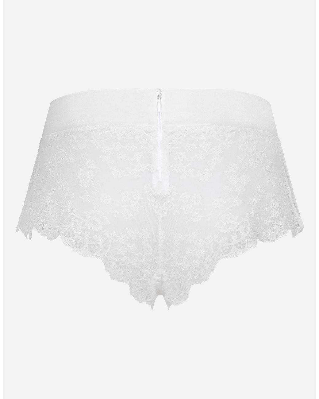 Dolce & Gabbana White Panty Aus Spitze Mit Bund Aus Satin