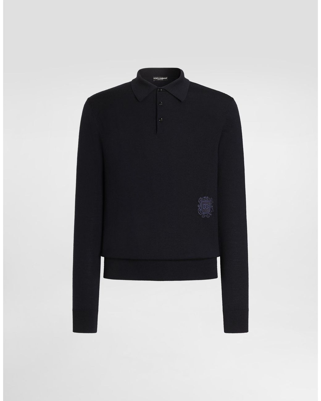 Dolce & Gabbana Blue Virgin Wool Polo Shirt for men