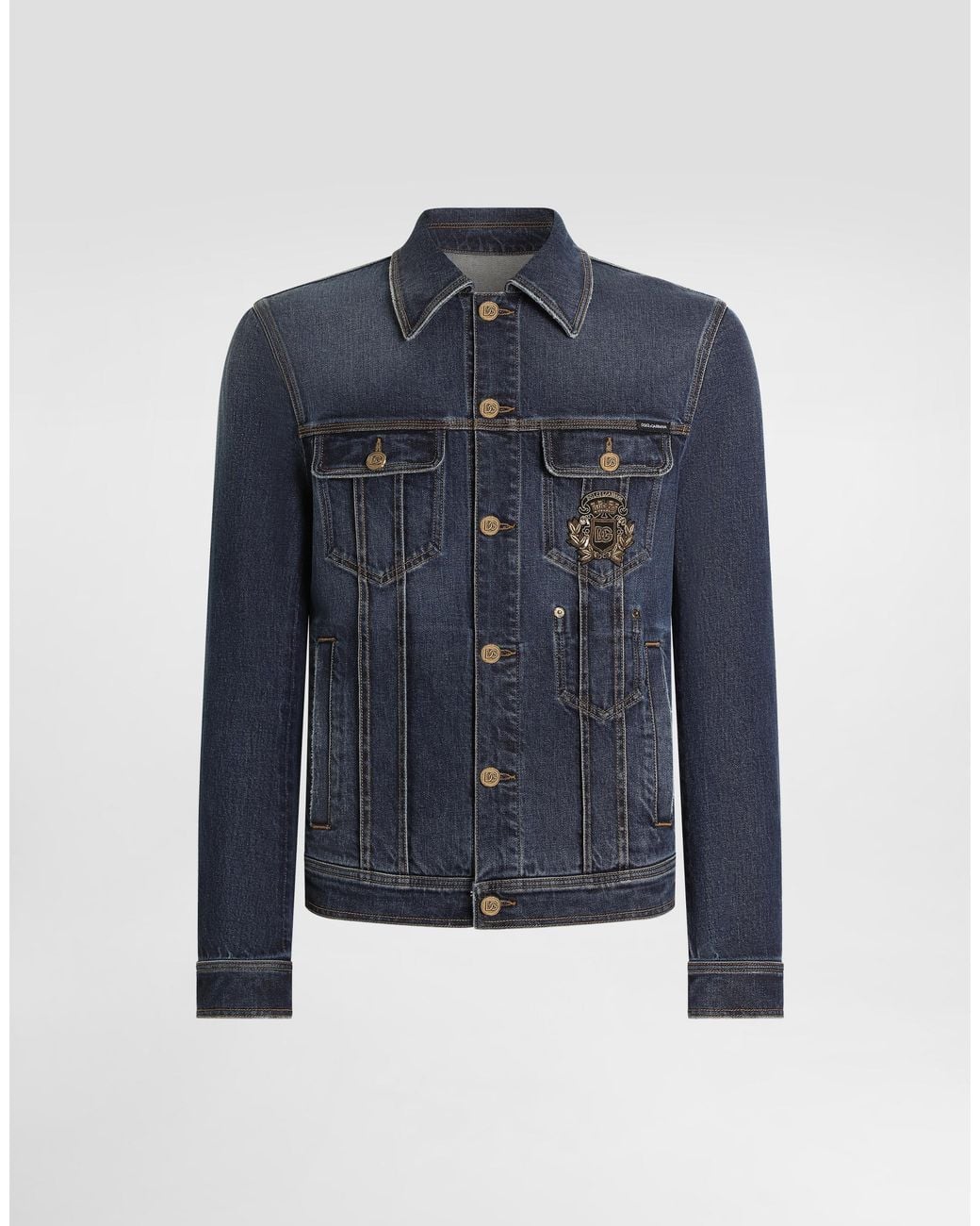 Dolce & Gabbana Blue Denim Jacket With Logo Patch� for men