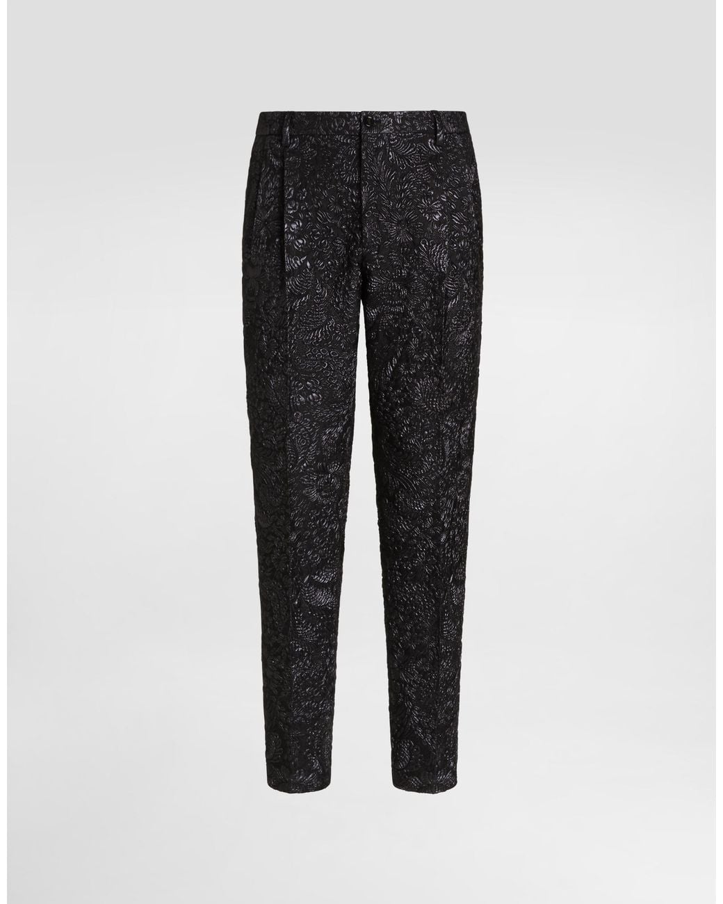 Dolce & Gabbana Black Brocade Trousers for men