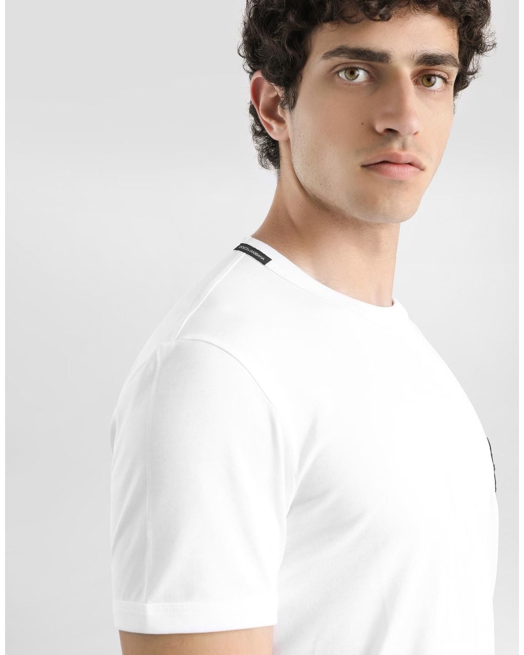 Dolce & Gabbana White Short Sleeve T-Shirt With Logo for men