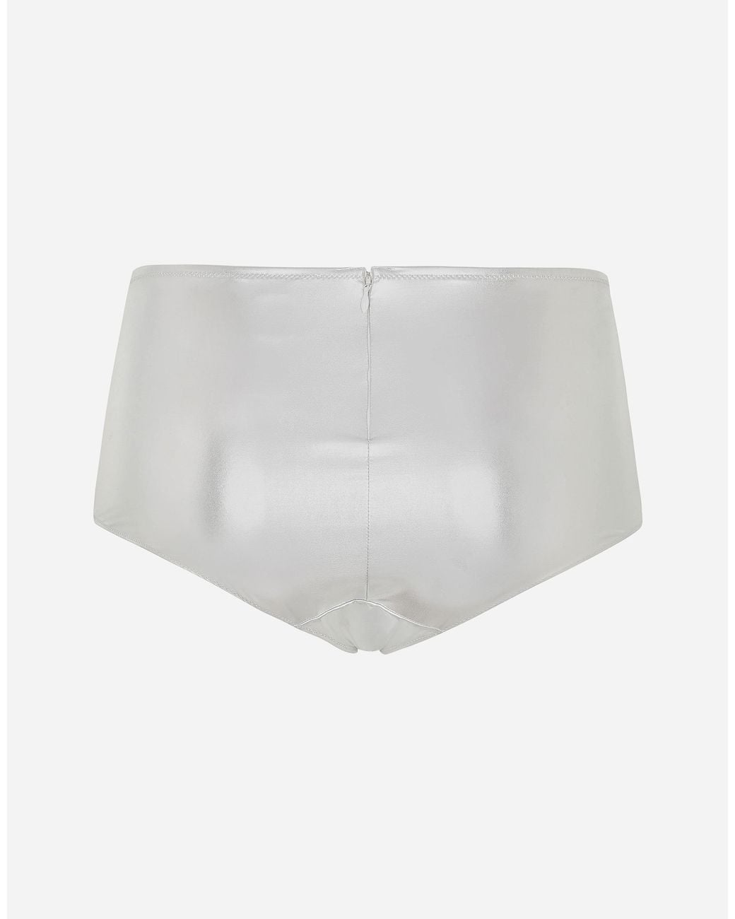 Dolce & Gabbana White Panty Mit Niedrigem Bund Aus Metallic-Jersey