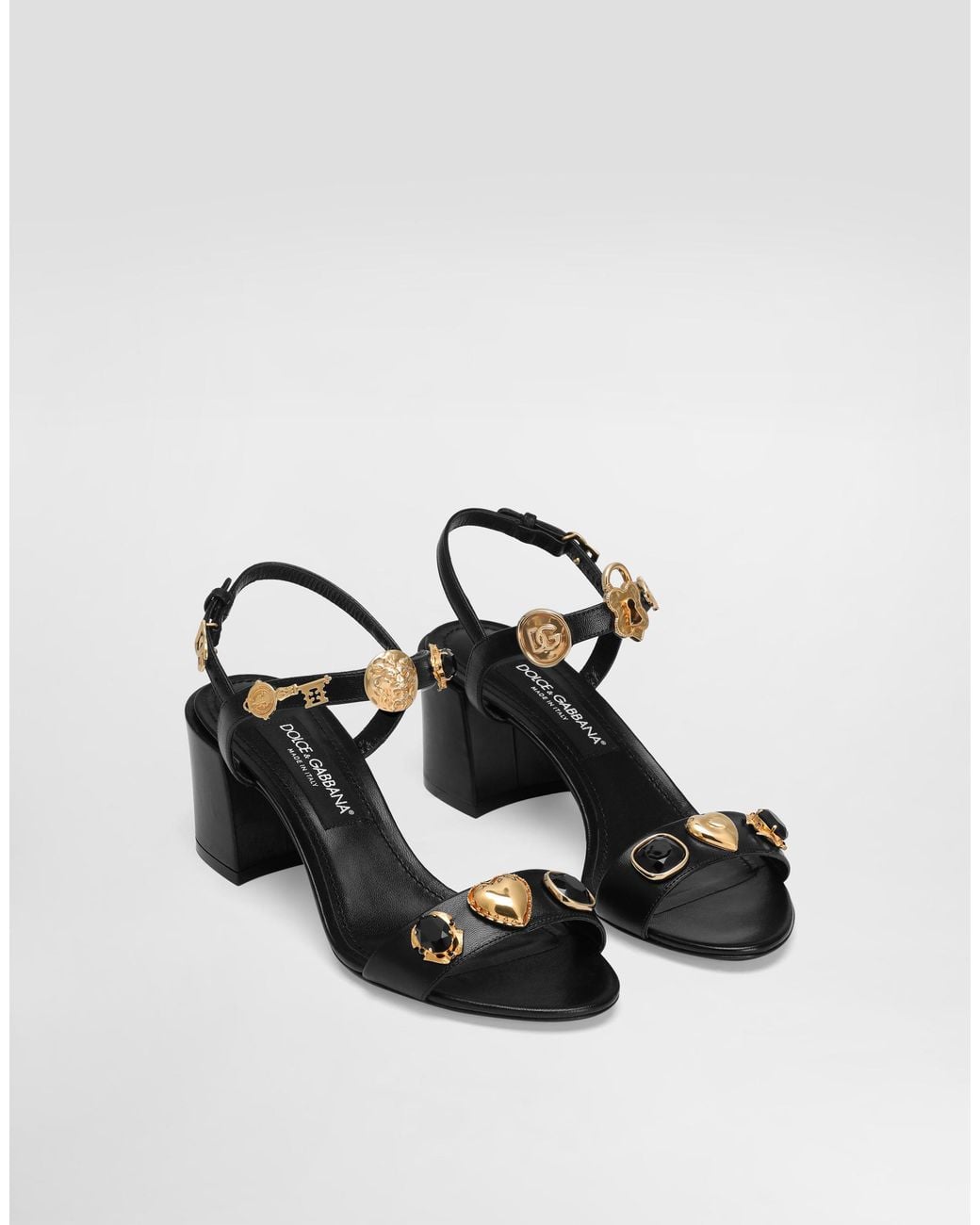 Dolce & Gabbana Black Sandals With Embroidery And Stones