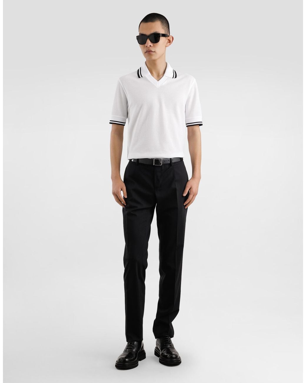 Dolce & Gabbana White Piqué Polo Shirt for men