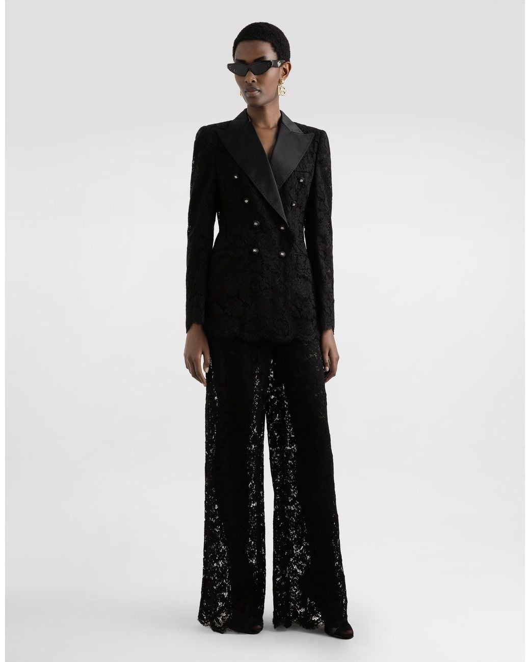 Dolce & Gabbana Black Cordonetto Lace Trousers