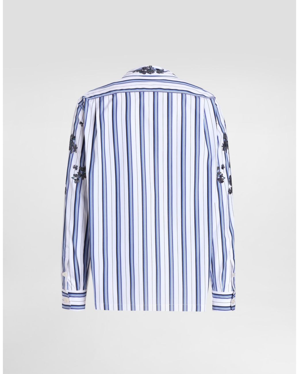 Dolce & Gabbana Blue Cotton And Silk Vanity Shirt With Embroidery for men