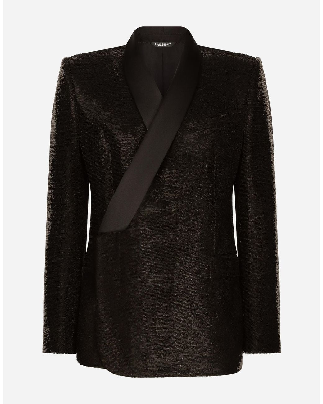 Dolce & Gabbana Black Sequined Double-Breasted Sicilia-Fit Tuxedo Jacket for men
