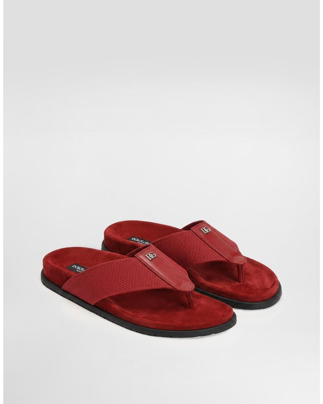 Dolce & Gabbana Red Logo Flip Flops for men