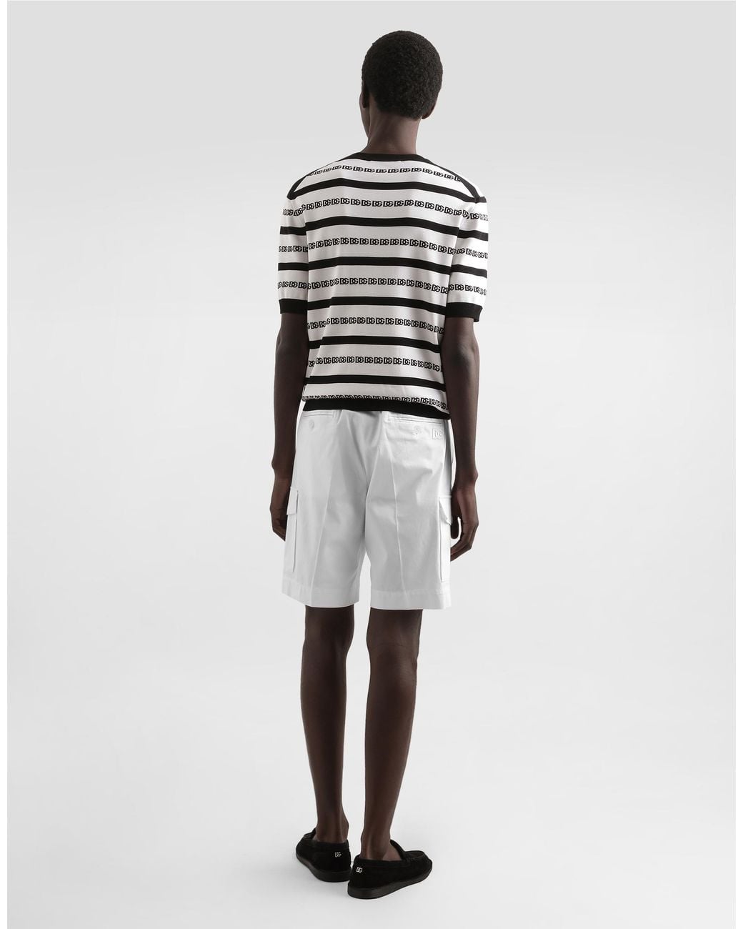 Dolce & Gabbana White Silk Crew-Neck Pullover With Logo for men