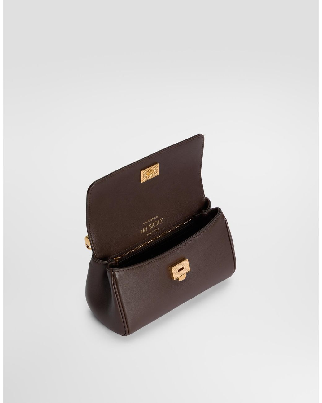 Dolce & Gabbana Brown Mini My Sicily Calfskin Handbag