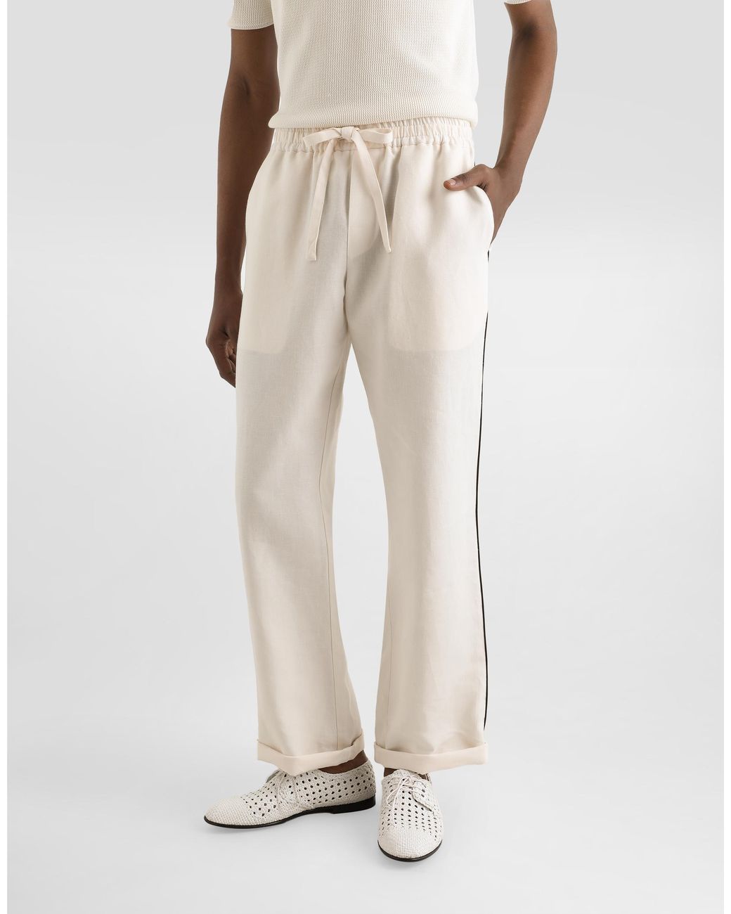 Dolce & Gabbana Pyjamahose Aus Leinenstoff in Natural für Herren