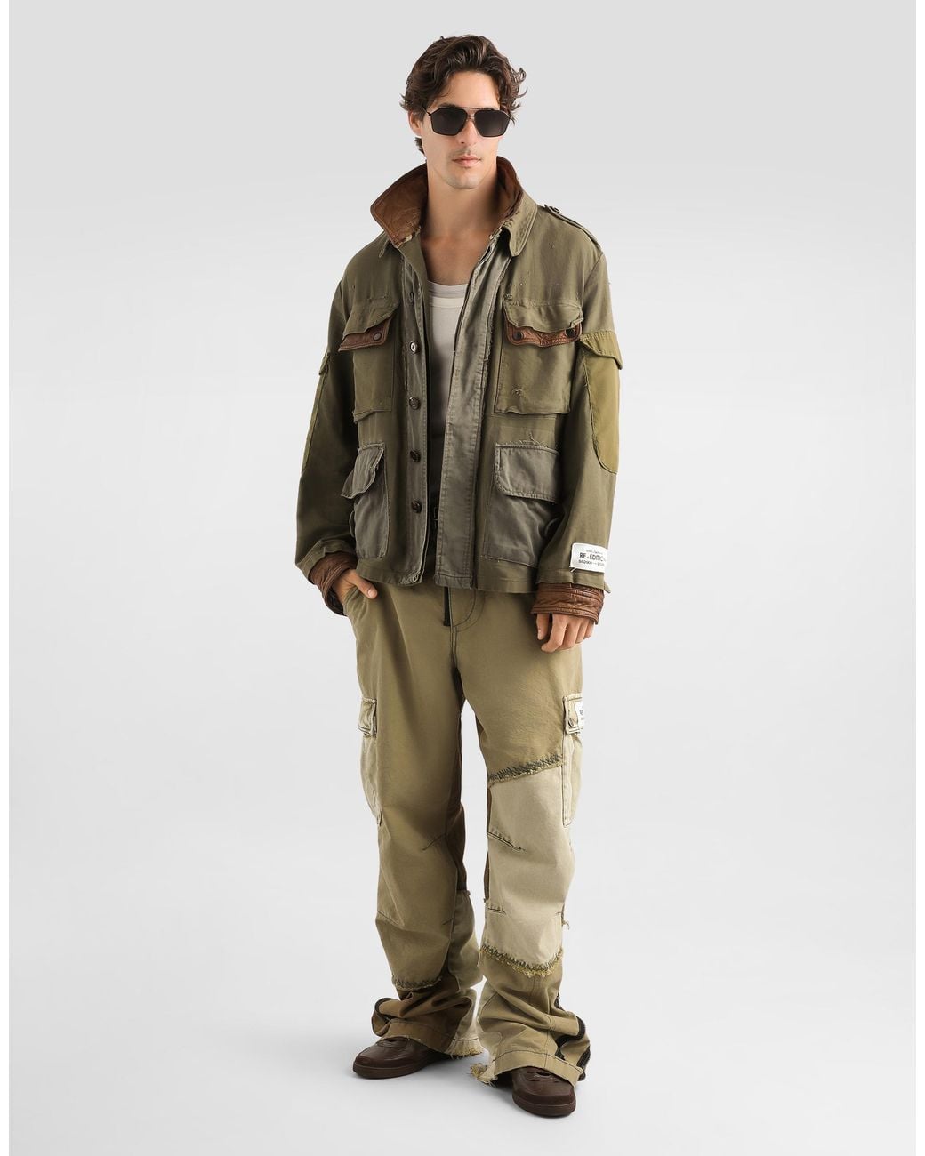 Dolce & Gabbana Green Cotton And Lambskin Jacket for men