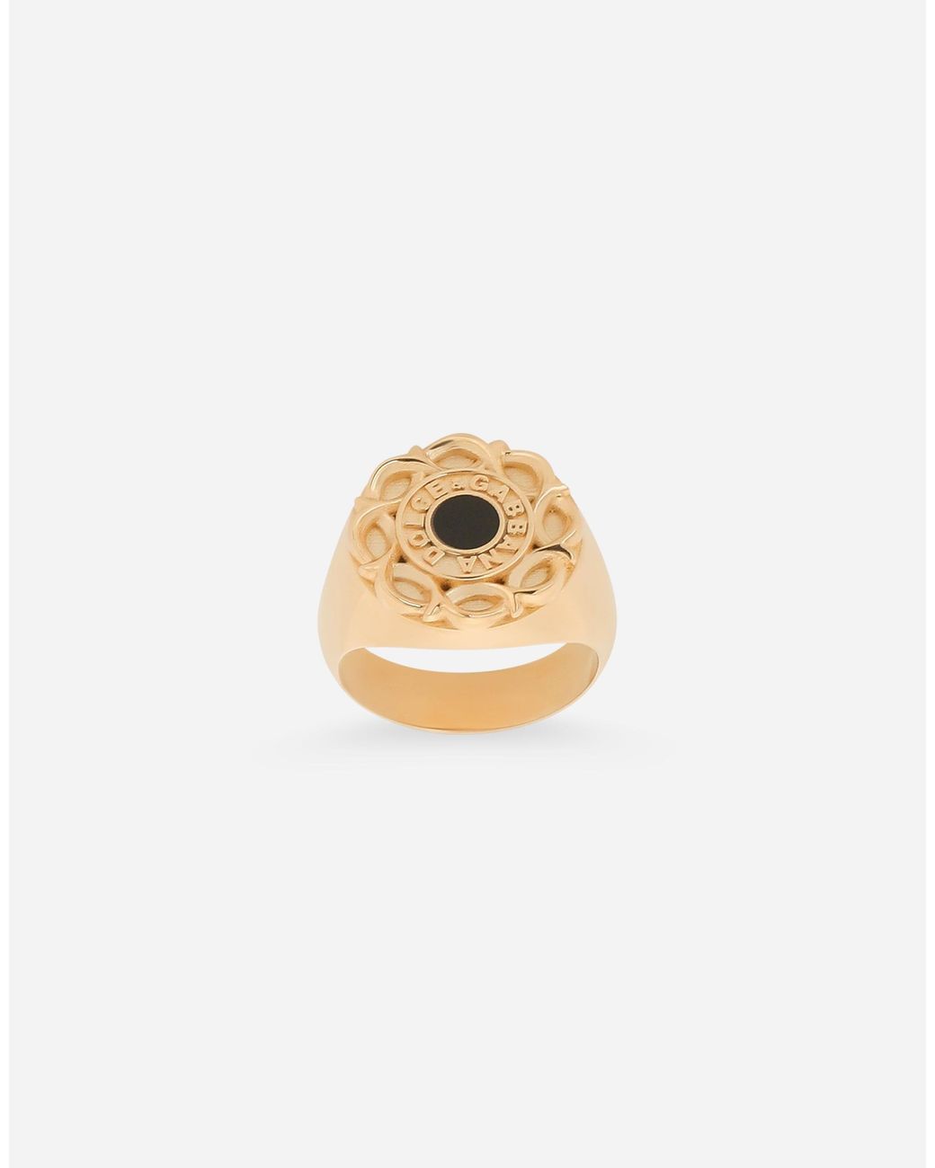 Dolce & Gabbana White Floral Enameled Ring for men