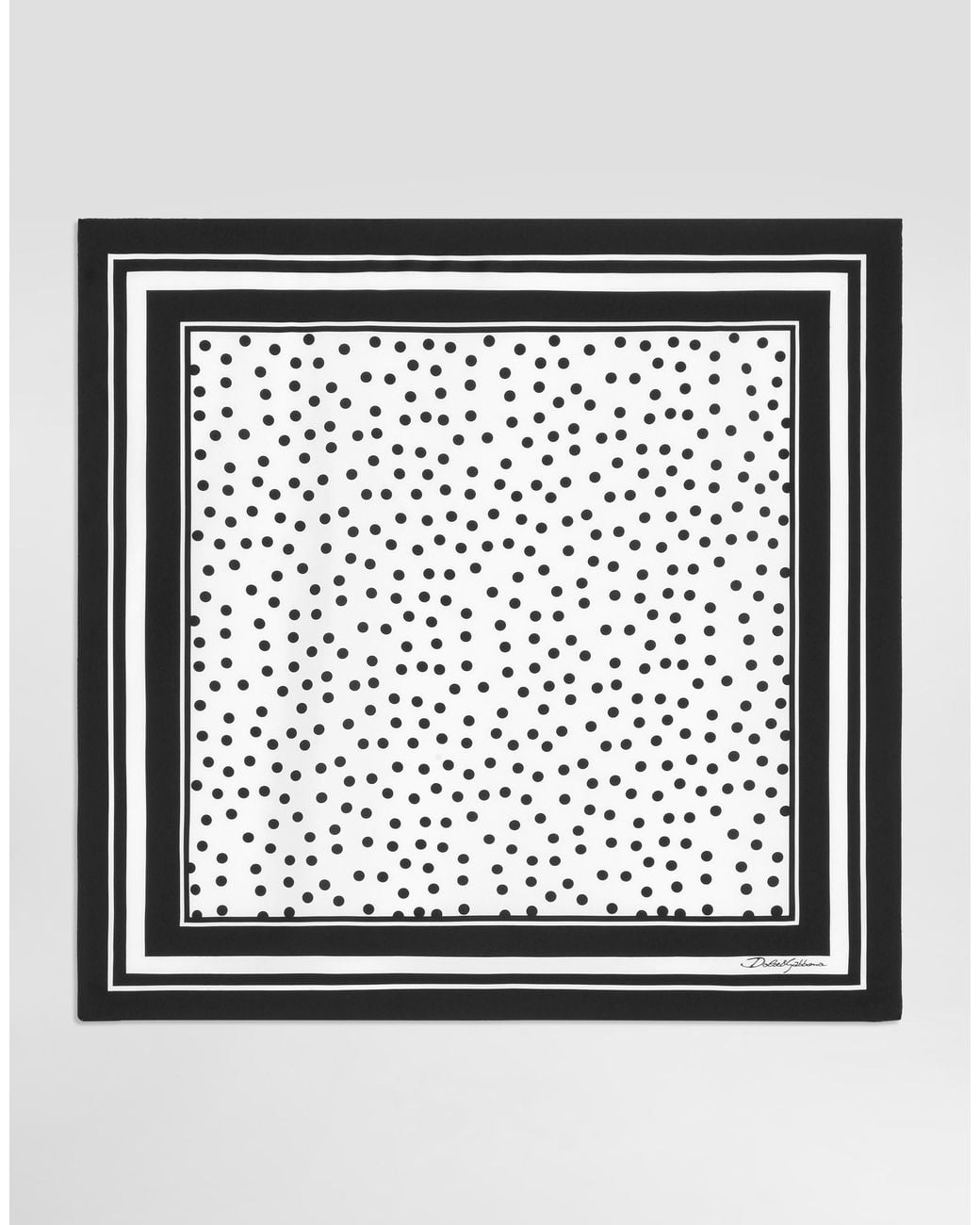 Dolce & Gabbana Black Polka Dots Silk Twill Scarf 70X70 for men