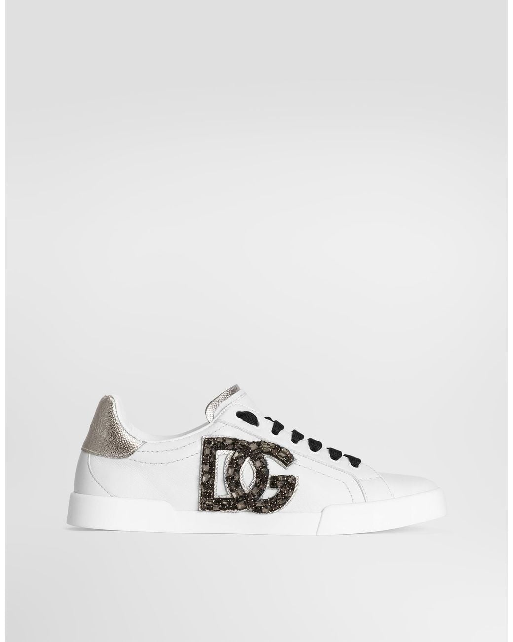 Dolce & Gabbana White Portofino Dg Applique Sneakers