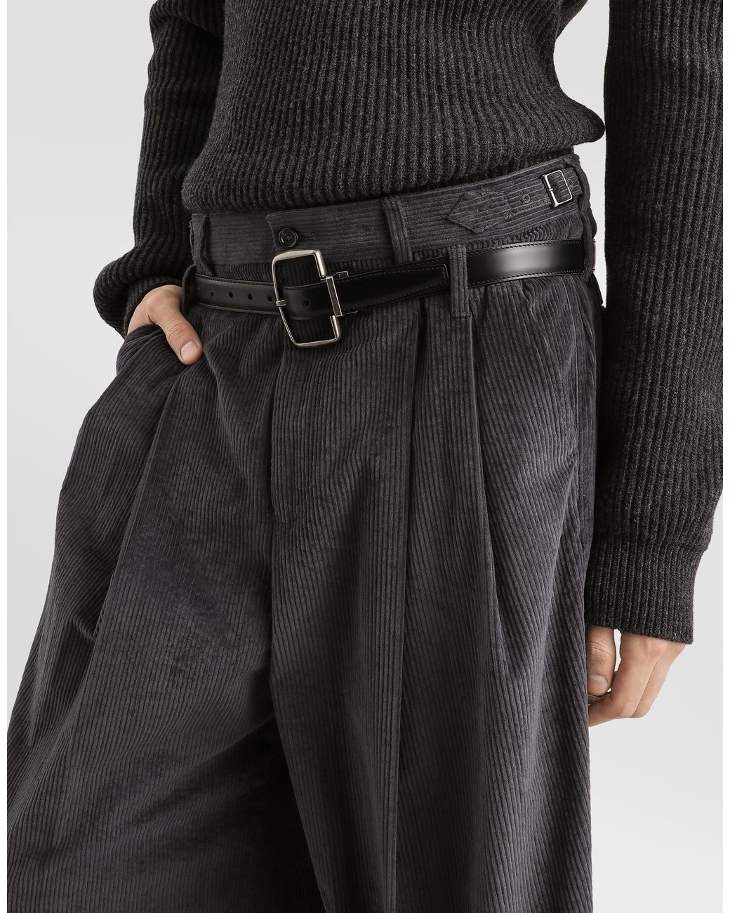 Dolce & Gabbana Gray Velvet Trousers for men