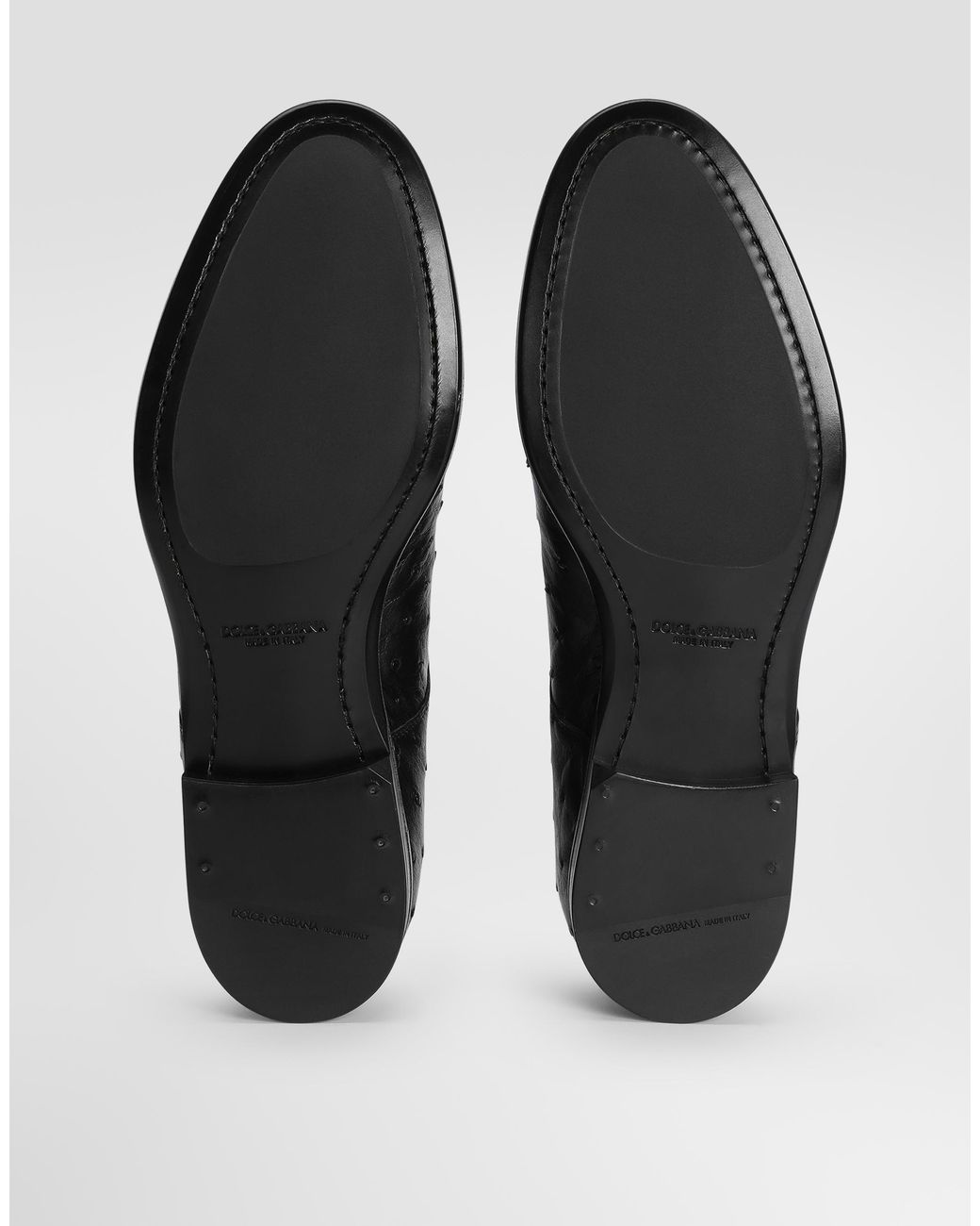 Dolce & Gabbana Black Ostrich Leather Derby Shoes for men